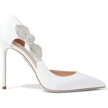 Aquazzura Kristal Detaylı Ince Topuklu Babet Ayakkabı