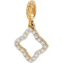 David Yurman 18 Ayar Sarı Altın Pavé Elmaslı Quatrefoil Kolye Ucu