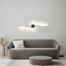 Home London Breeze 120 cm Siyah LED Dalga Tasarımlı Duvar Apliği Dim Edilebilir, Modern Işık, Uzaktan Kumandalı