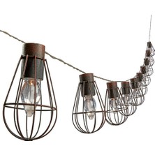 Home London Breeze Solar Peri Işıkları Retro 10 LED Ampüllü, Sıcak Beyaz, 330 Cm, Metal, Siyah/kahverengi