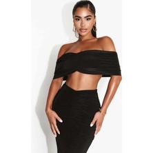 American Rag Cie Off-Shoulder Ruched Crop Top - Şık Tasarım, Konforlu Fit