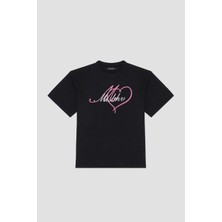 American Rag Cie I Love Misbhv Siyah Pamuk T-Shirt - Parlak Grafik ve Rahat Kesim