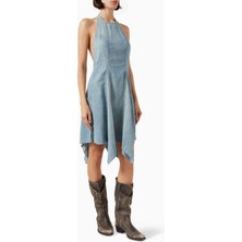 EB Denim Estelle Mini Elbise - Mavi - Denim Kumaş ile Yönlü ve Şık Tasarım