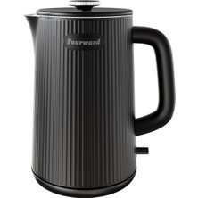 Fourward 1.7l Paslanmaz Çelik Su Isıtıcısı 2200W Hızlı Kaynatma, Çift Duvarlı, Bpa Içermez