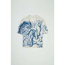 American Rag Cie Original Eagle Artwork ile Relaxed Fit Domrebel Camp Shirt - %70 Rayon & %30 Tencel