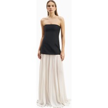 Because Of Alice Structured Bodice Gown Pleated Maxi Length Formal Dress Kadın Elbise