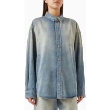 Acne Studios Mavi Distressed Gömlek - 60% Pamuk, 40% Lyocell - Şık ve Rahat Tasarım