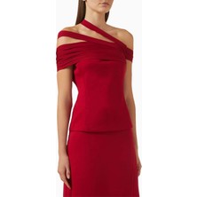 Eegen Studio Saffira Asimetrik Top - Rahat Rib-Knit, Askısız, File Detaylı Tasarım