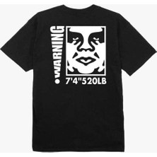 American Rag Cie Obey Warning Tee: 100% Pamuklu Klasik T-Shirt - Ön ve Arkada Baskılı Grafik