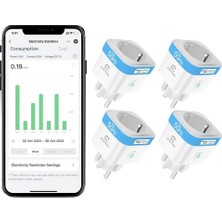 Eightree 2.4/5ghz Wifi Akıllı Priz 16A, Enerji Ölçümlü, Alexa ve Google Uyumlu, 4’lü