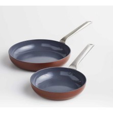 Crate & Barrel Evencook Seramik Terracotta Yapışmaz Kızartma Tavaları, 2'li Set