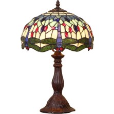 Home London Breeze 12 Inç Dragonfly Tiffany Tarzı Vitray Masa Lambası, Metal Tabanlı, El Yapımı