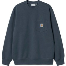 American Rag Cie Erkekler Için Mavi %100 Pamuklu Cep Sweatshirt - Rahat ve Şık Seçim