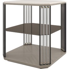 Caracole Alaşımlı Sehpa, Traverten Taş & Metal Tasarım