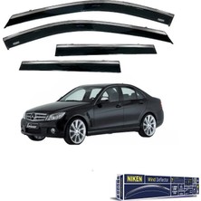 Mercedes C Class W204 2008-2014 Kromlu Cam Rüzgarlığı Ön -Arka 4 Parça Plexiglax Füme Niken 047MB060201