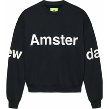 American Rag Cie New Amsterdam Logo Line Sweat - Oversize Unisex Crewneck, Yüksek Kalite 455GMS Pamuk