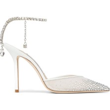 Jimmy Choo Saeda Kristal Saten Topuklu Ayakkabı