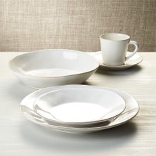 Crate & Barrel 5 Parçalı Marin Beyaz Sofra Takımı - El Yapımı Seramik Tasarım