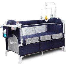 Teknum 4'ü 1 Arada Yan Beşik Co-Sleeper Navy Blue Katlanabilir Beşik, Oyun Alanı, Taşınabilir