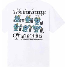 American Rag Cie 100% Pamuk Beyaz Sanitation Dept T-Shirt - Erkekler Için Rahat ve Şık