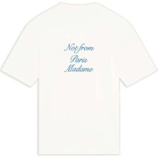 American Rag Cie Erkekler Için Cursive Slogan T-Shirt - Not From Paris Madame, %100 Pamuk, Off White