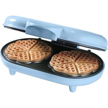 Bestron Çift Kalp Waffle Makinesi, 700W, Yapışmaz Kaplama, Mavi Renk, Lezzetli Waffle'lar Için Ideal