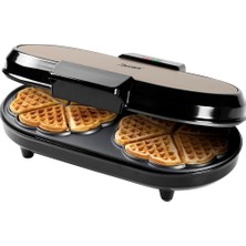 Bestron Çift Kalp Waffle Makinesi, 1200W, Yapışmaz Kaplama, Bej Renk, Eğlenceli ve Lezzetli Waffle Lar Için