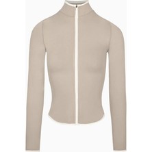Because Of Alice Base Contrast Trim Zip Up Jacket Şekillendirici Kontrast Detaylı Kadın Ceket