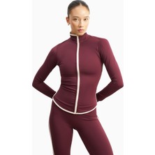 Because Of Alice Base Contrast Trim Zip Up Jacket Şekillendirici Kontrast Detaylı Kadın Ceket