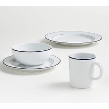 Crate & Barrel Roulette Mavi Bantlı 4 Parçalı Sofra Takımı Şık ve Modern Porselen