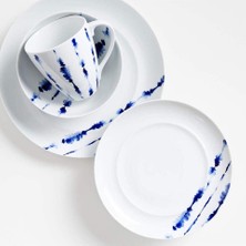 Crate & Barrel Omri 4 Parça Mavi ve Beyaz Yemek Takımı