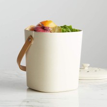 Crate & Barrel Bamboozle Beyaz Kompost Kovası, Bambu Lifli ve Karbon Filtreli