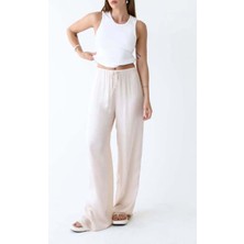 American Rag Cie Yüksek Bel Relaxed Cape Pant - Ayarlanabilir Çizgili Bel ve Düşük Saten