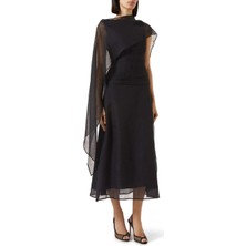 Eegen Studio Şık Shawl Midi Elbise Ayrılabilir Şifon Şal ile Günlük ve Gece Tarzı