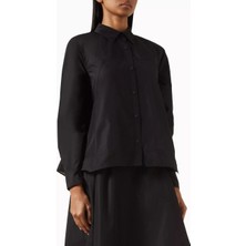 3.1 Phillip Lim Siyah Asimetrik Volan Etekli Poplin Gömlek Feminen ve Modern Klasik
