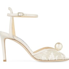 Jimmy Choo Çiçek Dantel Detaylı Şık Topuklu Sandalet