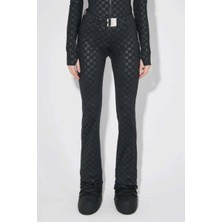American Rag Cie Esnek Lycra Monogram Kayak Pantolonu - Flare Paça ve Metal Logo Detayı