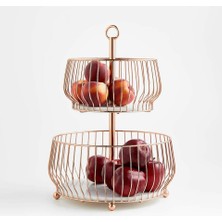 Crate & Barrel Cora Bakır 2 Katlı Meyve Sepeti, Şık ve Pratik Tasarım