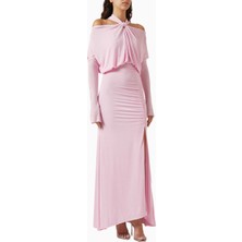 Ac By Aanchal Chanda Cold-Shoulder Maxi Pembe Kadın Elbise