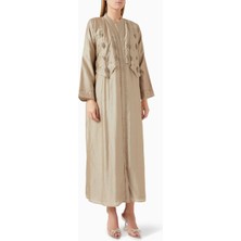 Ruya Studio Şık ve Hafif Tencel Voile Abaya Bead Süslemeli Uzun Kollu Moda Ürünü