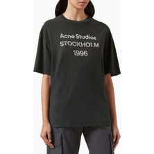 Acne Studios 1996 Logo Stamp T-Shirt - Siyah - Pamuk-Dokuma Içeriği (85% Pamuk, 15% Keten)
