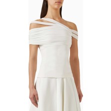 Eegen Studio Saffira Asimetrik Top - Rahat Rib-Knit, Askısız, File Detaylı Tasarım