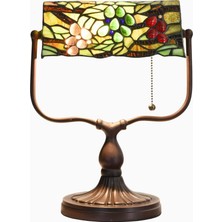 Bieye L30764 El Yapımı Tiffany Grape Banker Vitray Okuma Masa Lambası