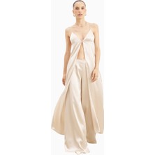 Because Of Alice Formal Satin Ultra Wide Leg Trousers Saten Ultra Geniş Paça Kadın Pantolon