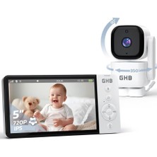 GHB Bebek Monitörü Kamera, 5 Inç 720P Hd, 350° Dönüş, 5000 Mah, Gece Görüşü, Vox Modu