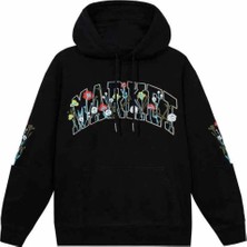 American Rag Cie Çiçek Desenli Erkek Kapüşonlu Sweatshirt - %100 Pamuk, Siyah