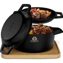 Kaisertal Döküm Demir 2’si 1 Arada Fırın Tenceresi 4.8l & Tava 1.8l - Kapaklı Çok Fonksiyonlu Set
