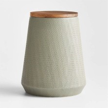 Crate & Barrel Ethan 5 Lb Ahşap Kapaklı Ekstra Büyük Seramik Kutu, Şık ve Fonksiyonel Depolama