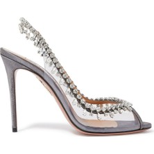 Aquazzura Lüks Kristal Taşlı 105MM Topuklu Sandalet