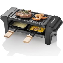 Bestron Mini Raklet, 350W, 2 Kişilik, Yapışmaz Tava ve Tahta Spatula ile